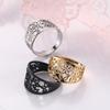 Simple And Elegant Titanium Steel Hollow Flower Ring For Women Fade Resistant Design