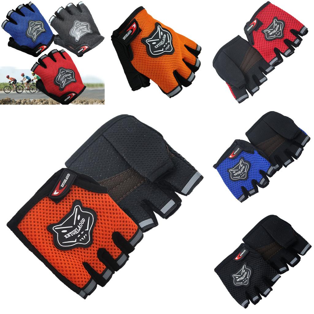 Lightweight Non-slip Half Finger Cycling Gloves In Red Yellow Blue And Black Colors