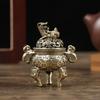 Chinese Ancient Style Home Decoration Cense Stick Holder Mini Qilin Head Hollow Lotus Retro Brass Censer Incense Burner