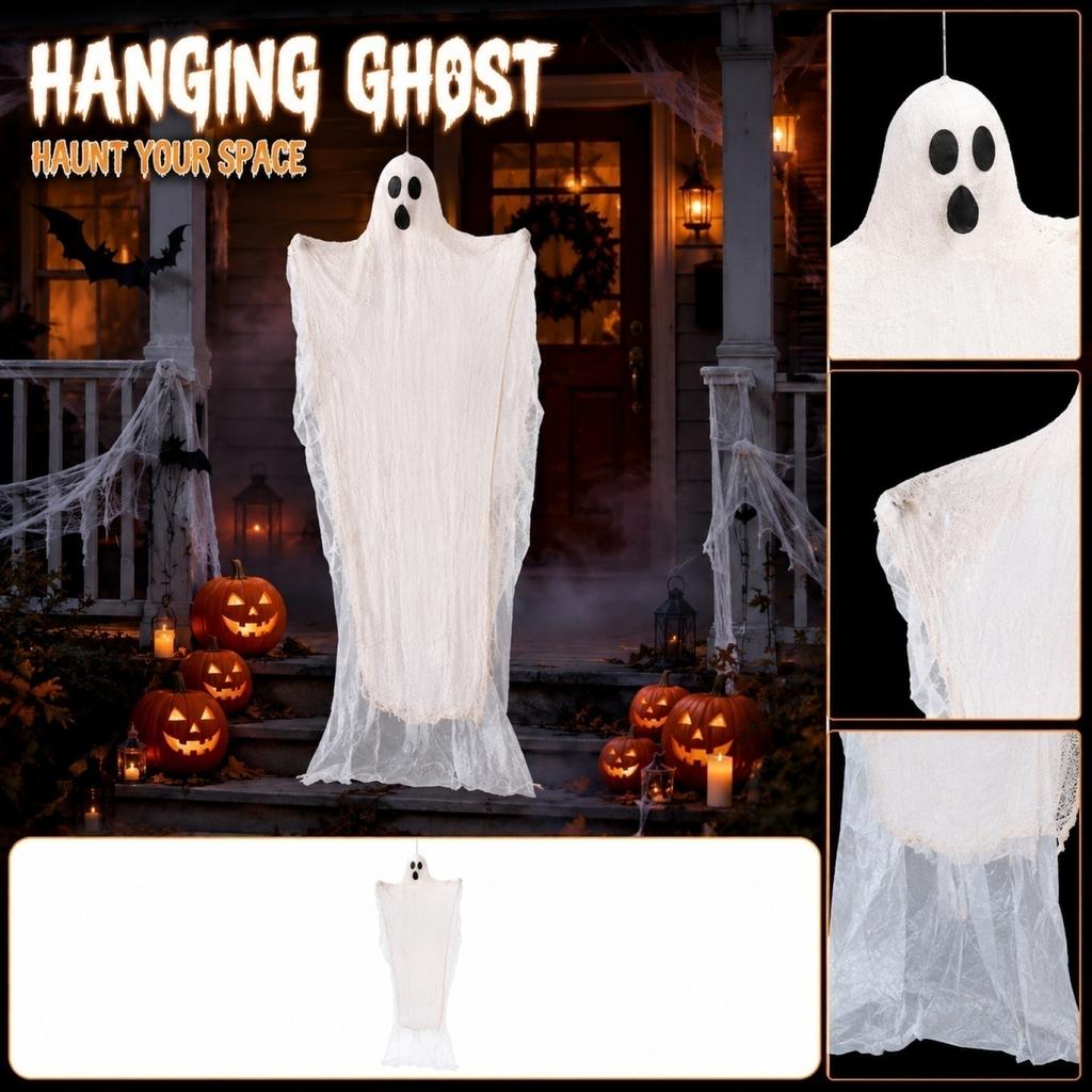 2 1 Meter Ghost Hanging Decoration Halloween Party Prop Indoor Outdoor Hanging Ghost Decoration for Haunted House and Event Setup