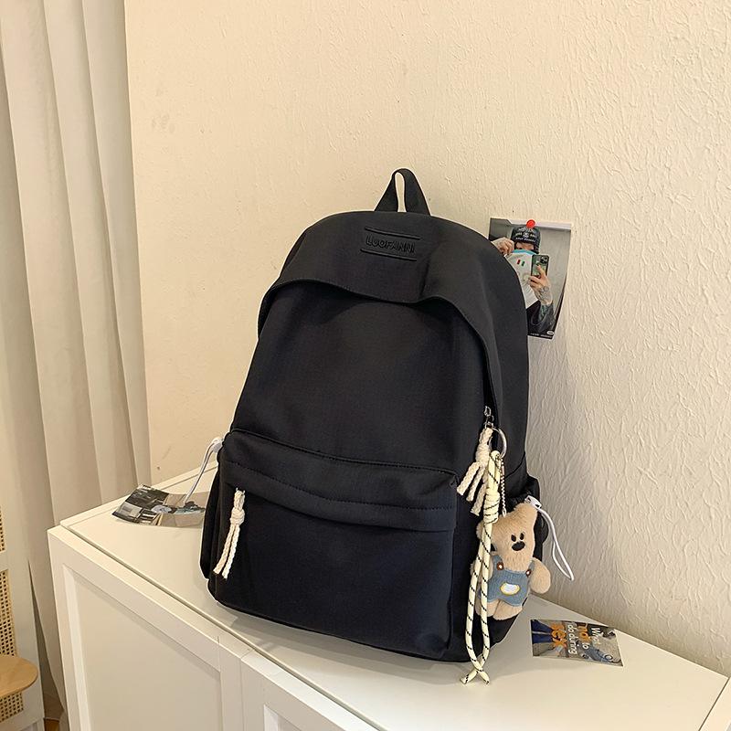 Schoolbag: Fashionable and Fresh Schoolbag, Large Capacity for Girls, High School, Junior High School, Simple Solid Color, Versatile Commuter Backpack