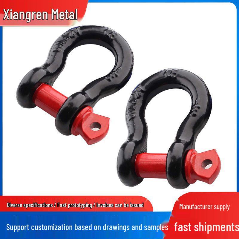 American Bow Shackle: Black Carbon Steel Trailer Hitch Ring with Red Pin