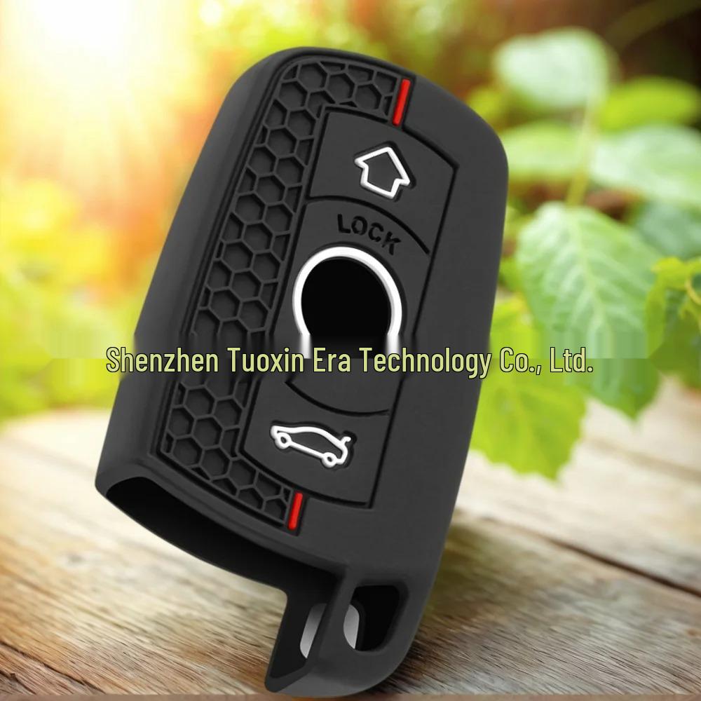 Silicone Key Case with Red Honeycomb Pattern for BMW 2, 3, 4, 5 Series, M3 & 320li.