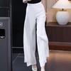Plus Size Women's Chiffon Wide-Leg Trousers - Summer Lightweight, Elastic Waist, Casual Loose Fit 2026