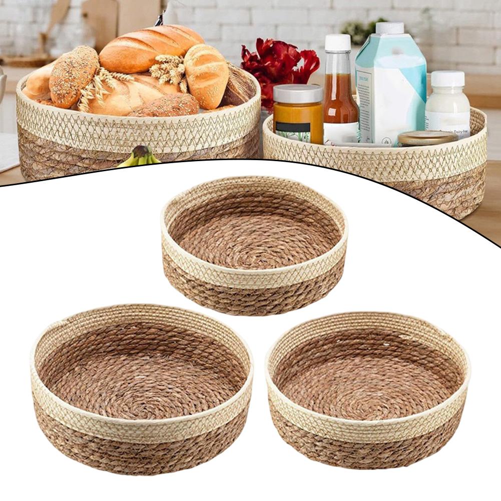 Multi-Purpose Container Natural Straw Basket Decorative Storage Decorative Home Accessory Easy To Clean For Snacks For Cosmetics