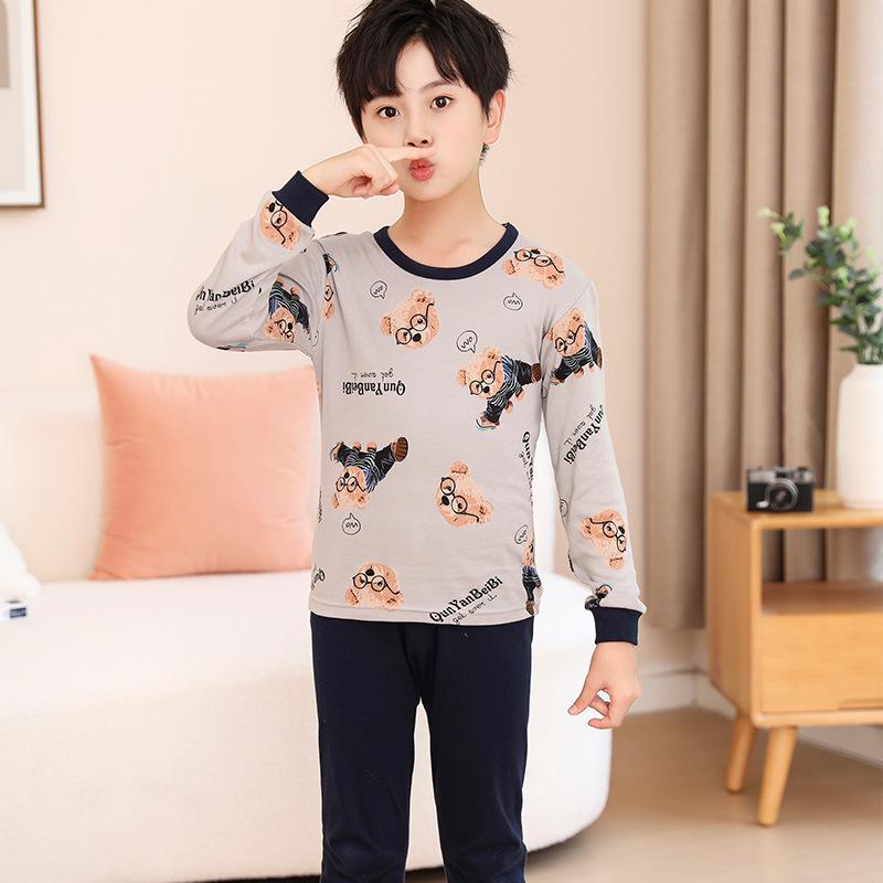 Children's Cartoon Cotton Sweater & Pants Set: Autumn/Winter Pajamas or Homewear
