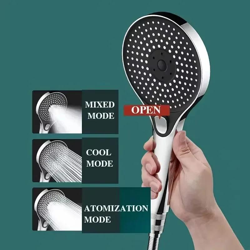 Handheld Shower Head 3 Modes Bathroom Showerhead High Pressure Water Saving Spray Nozzle Massage Rainfall Shower Head