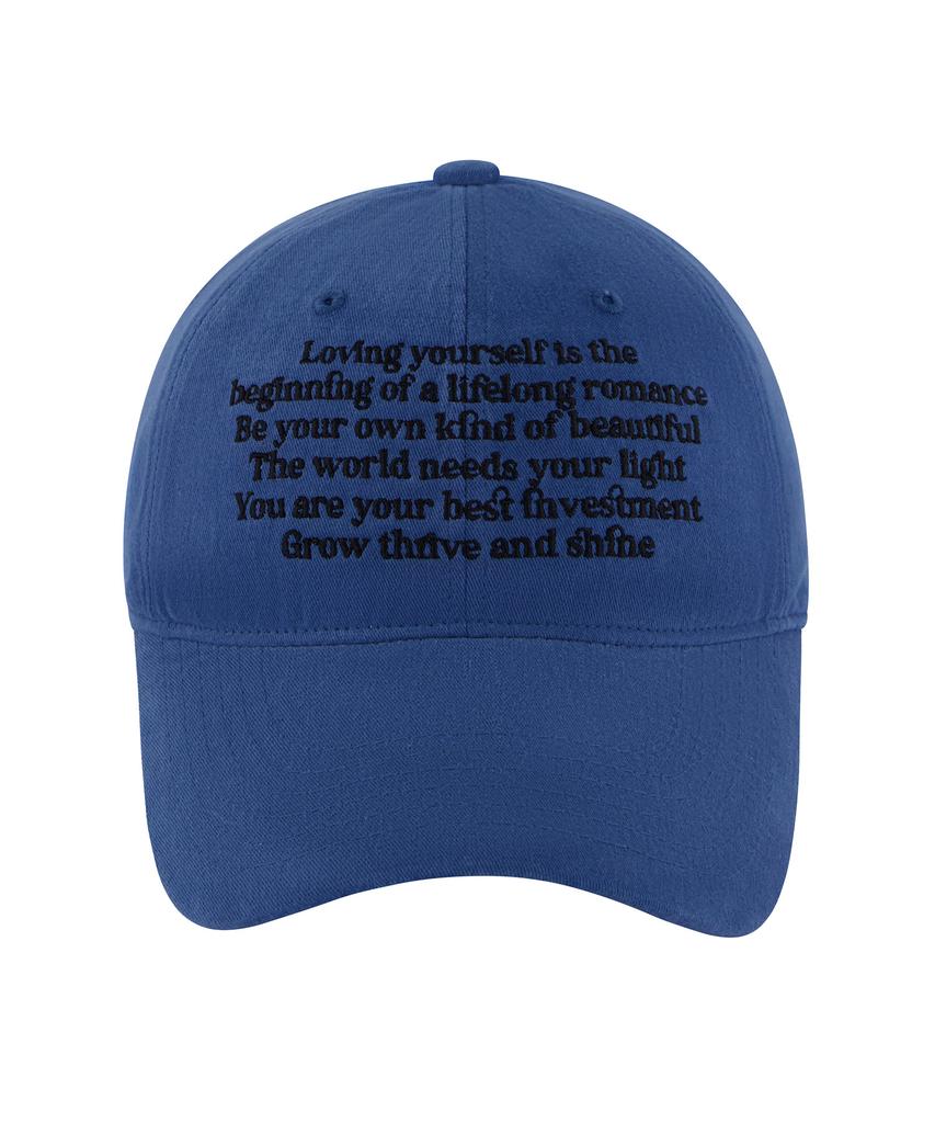 Hebeles Text Block Peach Wash Ball Cap - Blue