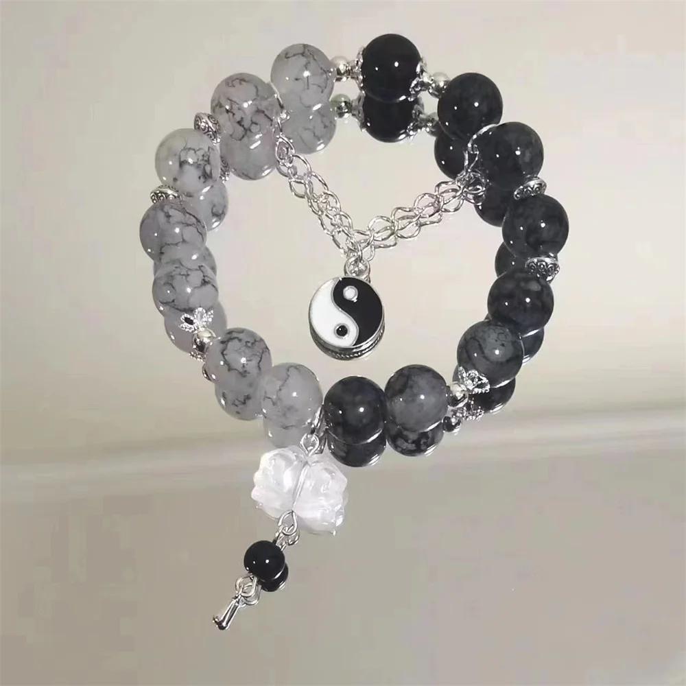 Exquis Bracelet Mode Y2K Fleur de Cerisier Douce pour Femmes Élégant Bracelet à Perles de Cristal Fleur Cadeau de Fête pour Fille
