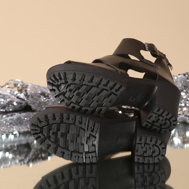 Moda 2025 Lato Damskie Sandały Peep Toe Na Platformie Z Klamrą Grube Obcasy Zapięcie na Zamek Sandały Plus Size Moda Retro Codzienne Buty do Sukienki