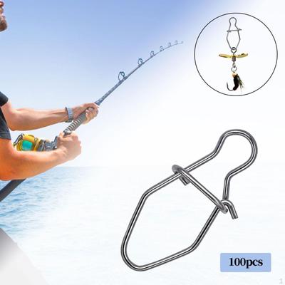 100 Pieces Fishing Snap,Lock Snap Tackle, Stainless Steel Quick Change Clips for