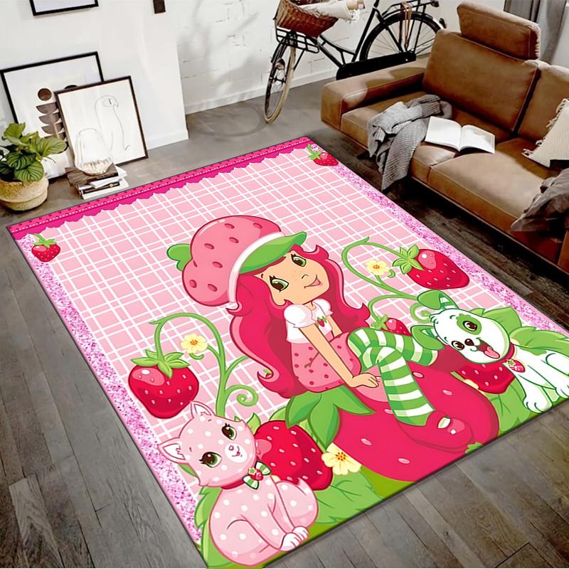 1pc Princess Strawberry (13) Design Printed Area Rug Carpet for Bedroom Living Room Home Decor Rugs Mat Non Slip Mat Rug for Bedside