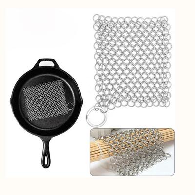 Square Scrubber Chainmail Wok Cleaning Stainless Steel Cast Iron Cleaner Kitchen Tool Pan Brush