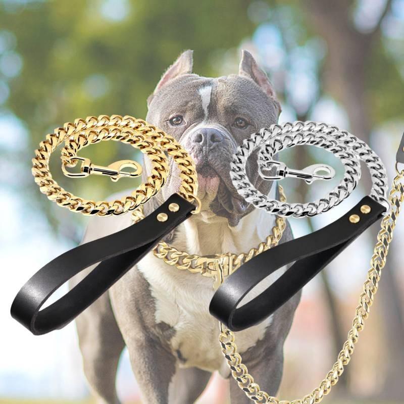 Pet Collar Training Metal Dog Chain Collar Leash  Traction Rope Stainless Belt