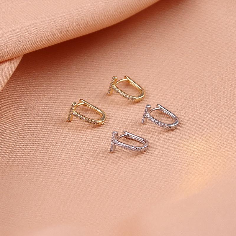 

Real gold electroplating micro-inlaid light luxury niche design rhinestone stud earrings, new models, trendy temperament, high-end earrings золотой