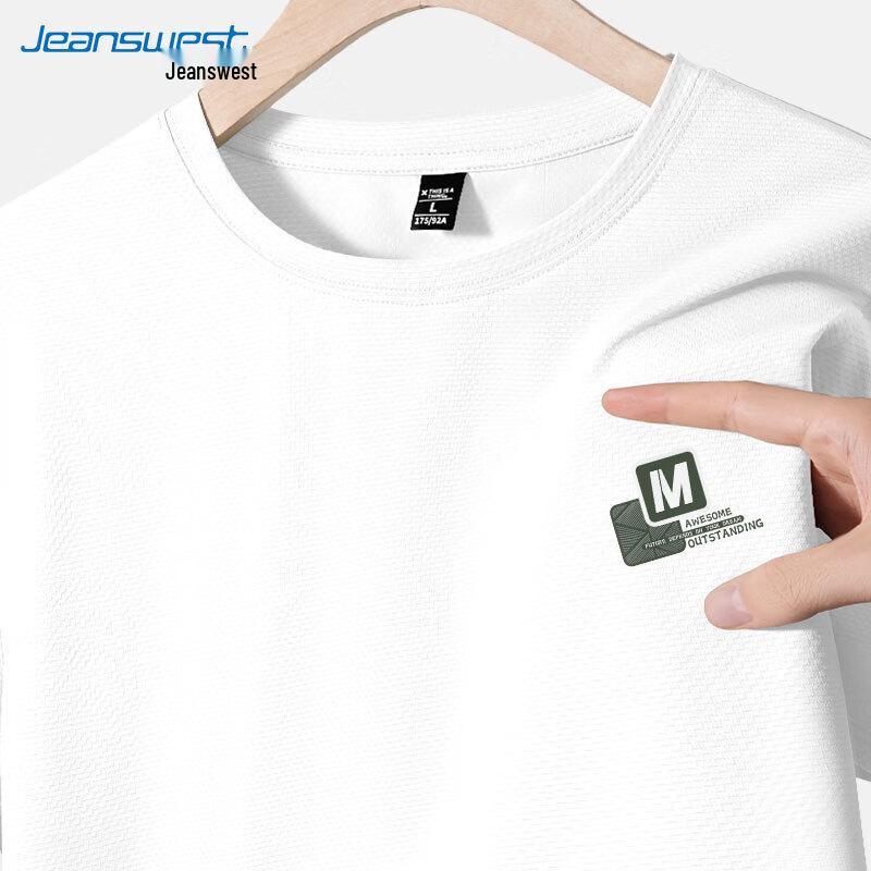 Jeanswest Men s 2025 Ice Silk Woven Letter Print Short Sleeve T-Shirt 185/2XL