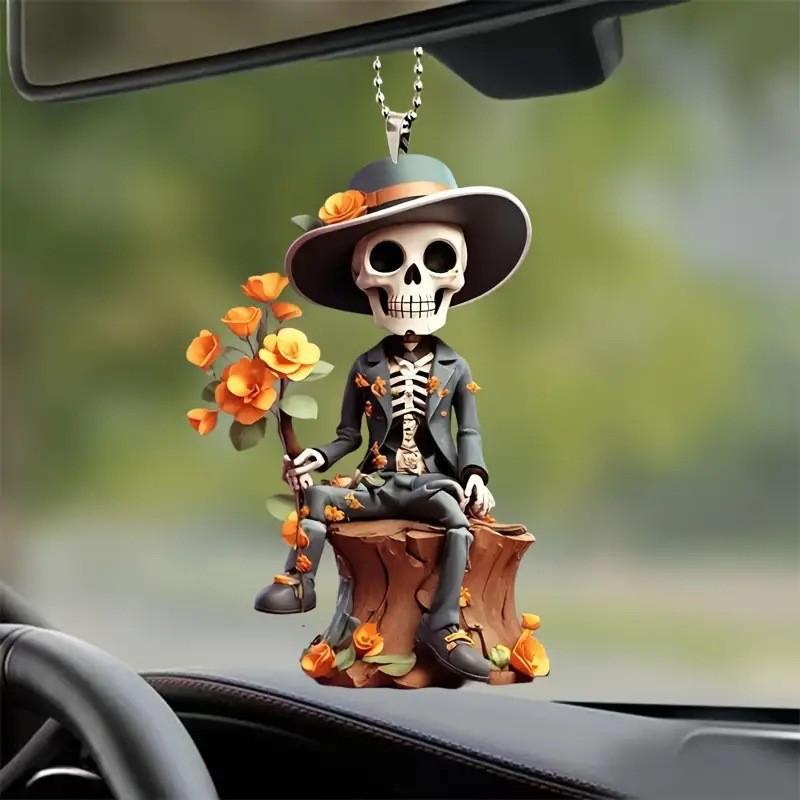 New Product, Acrylic Material, Flat, Skull Head, Car Pendant, Party Decoration, Festival Decoration Pendant