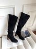 Big Tube Circumference Boots New Thin Stacking Boots Thick Heel High Boots High Heel Knight Boots Square Head Small Thick Leg Boots
