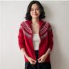Fair Isle Jacquard Women's Color Block Cashmere Cardigan - 2025 Autumn/Winter Lapel Zipper Jacket