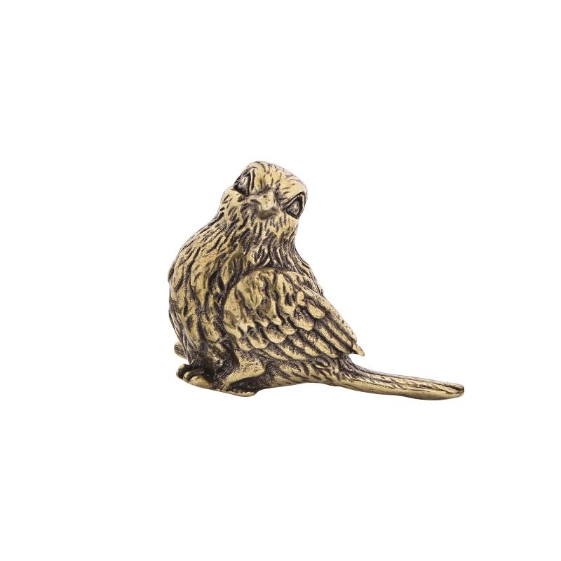 Small Sparrow Statue Metal Brass Tea Pet Table Ornament Home Decoration Accessories Retro Bird Animal Figurines Miniatures Craft