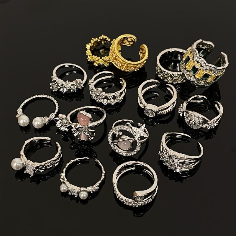 Super Flash Zircon Full Diamond Micro-Inlaid Open Ring Niche Light Luxury High Sense Cold Wind Index Finger Ring Female