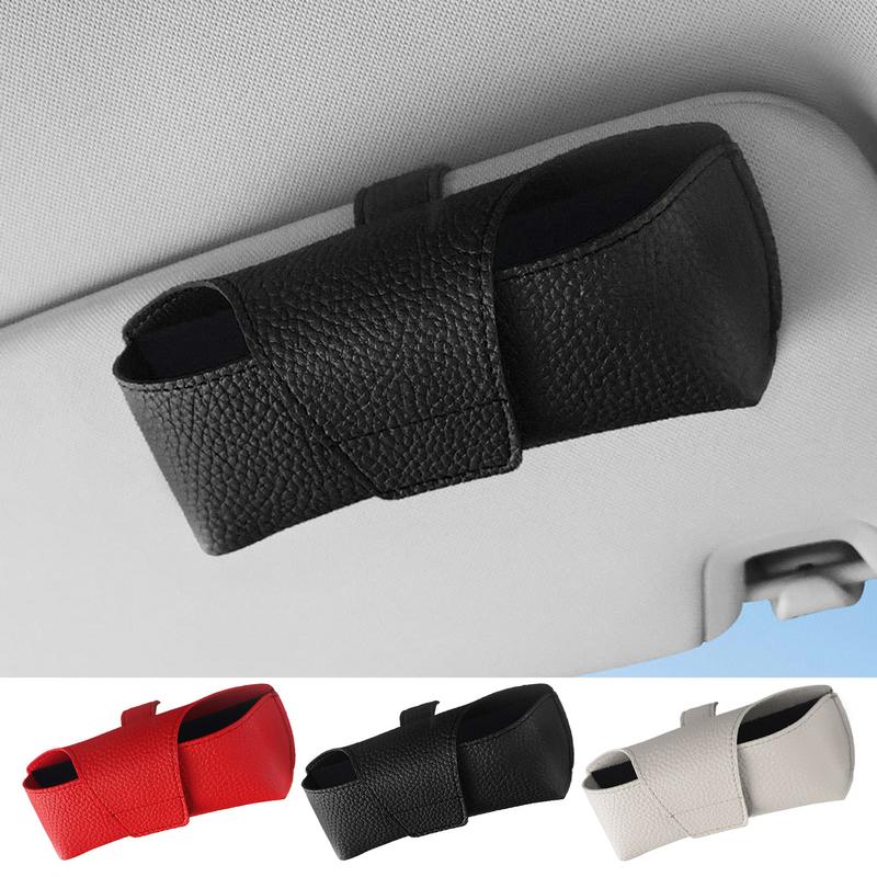 Visor Sunglasses Holder Leather Auto Eyeglasses Organizer Box Non-Slip Eyeglasses Case Space Saving Organizer Box Interior Auto