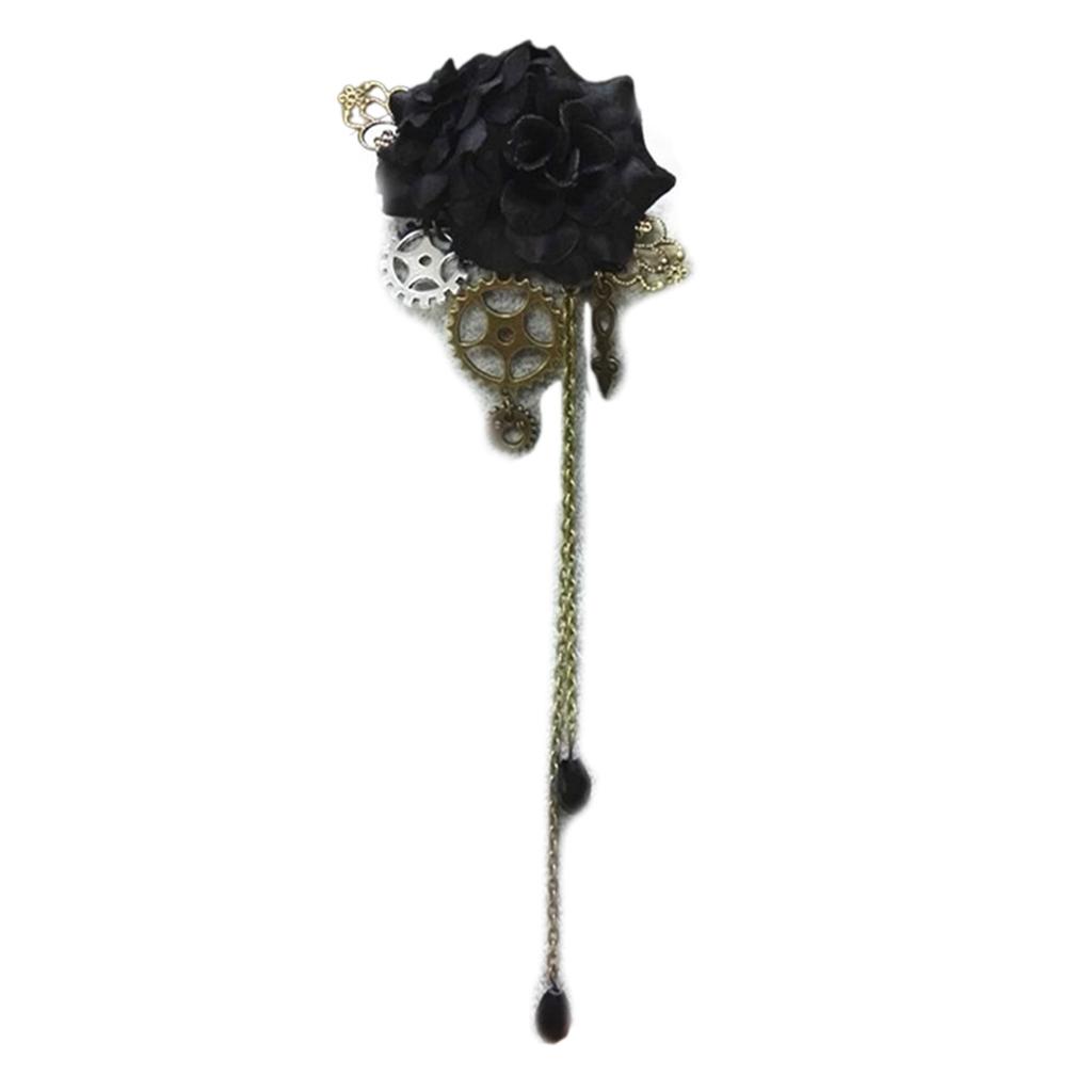 Vintage Steampunk Kvetinová spona do vlasov Punková Gotická pokrývka hlavy Štipce do vlasov Sponky do vlasov Doplnky do vlasov Strapaté Reťazová spona do vlasov