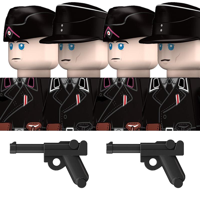 Yiran Toy Military Ww2 German Armored Troops Figures Constructing Blocks Tank Soldiers Commander Warrior Weapons Components Bricks Playthings Children