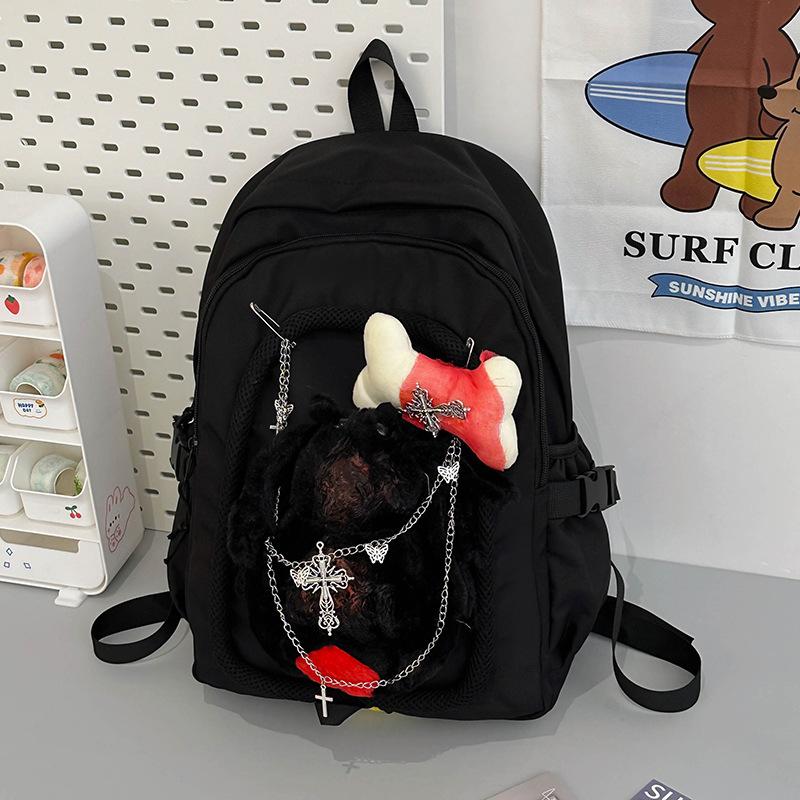 

Школьный рюкзак однотонный на кулиске простой повседневный нейлоновый рюкзак текстурный кампус класс на открытом воздухе дорожный рюкзак чёрный