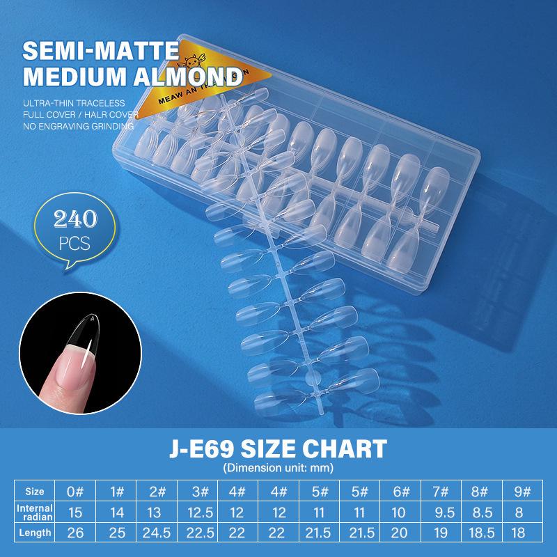 Dual-Use Seamless Transparent Frosted Nail Tips - Extendable Flat/Arc Design