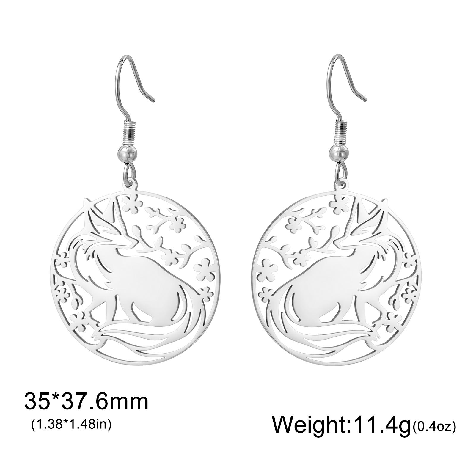 

Cazador Animal Лиса Круглая Подвеска Женские Серьги Серьги из Нержавеющей Стали Ювелирные Изделия Подарки на День Рождения