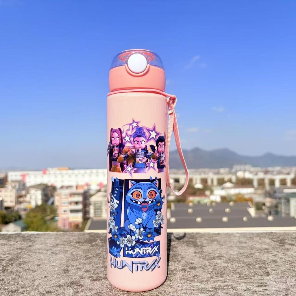 Anime K-Pop Demon Hunters Printed Thermos Cup Portable Stainless Steel 400Ml Water Bottle Leak Proof Camping Water Cup Gifts