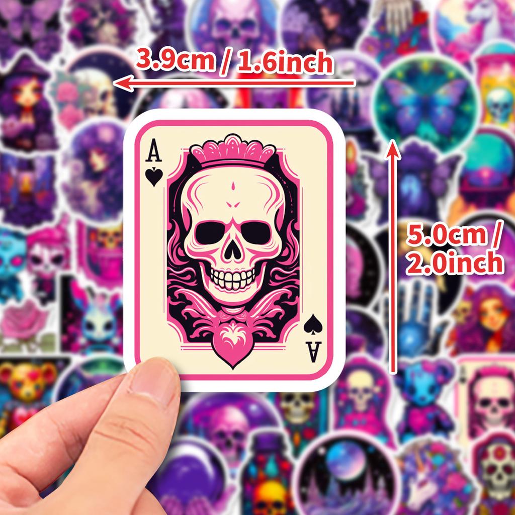 50 Stickers Purple Dark Goth Style Personalized Diy Decorative Stickers Repeatedly Stick Waterproof Stickers