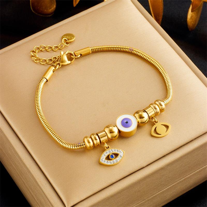 Gold Plated Stainless Steel Byzantine Link Chain Bracelet