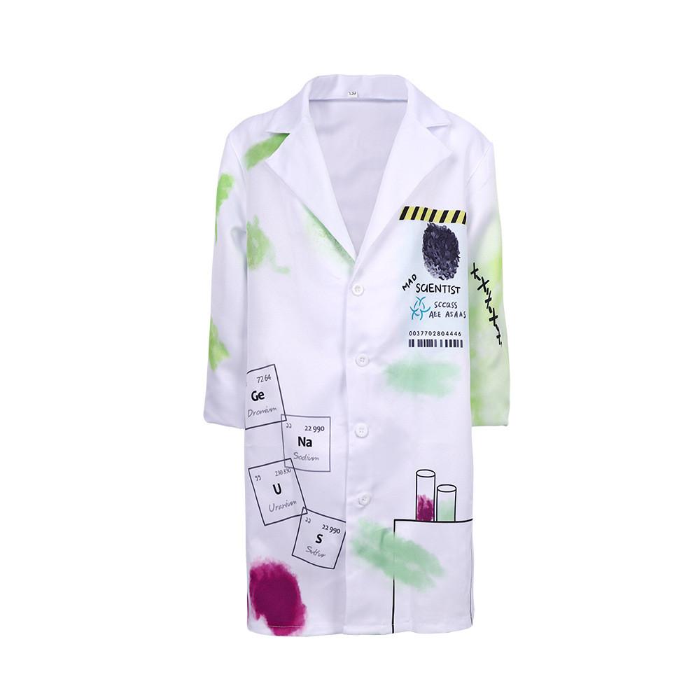 Set costum de om de știință nebun de Halloween cu material din poliester pentru copii și adulți