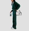 European & American Casual Zipper Cardigan Jacket & Sporty Drawstring Long Pants Women’s Two-piece Set