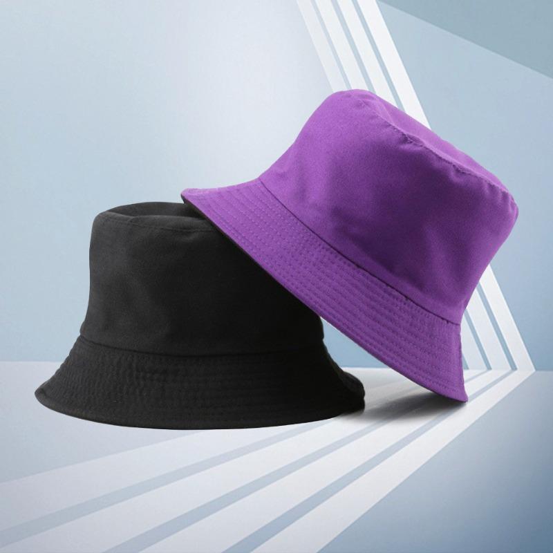 

Двусторонняя панама с вышивкой, модная брендовая уличная шляпа, модная универсальная пара, солнцезащитная шляпа-ведро, мужская One size фиолетовый