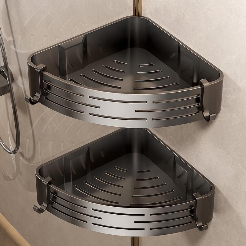 No-Drill Wall-Mounted Bathroom Corner Shelf Rack