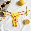 Three-point printed bikini strap-up neck sexy thong swimsuit female split bikini