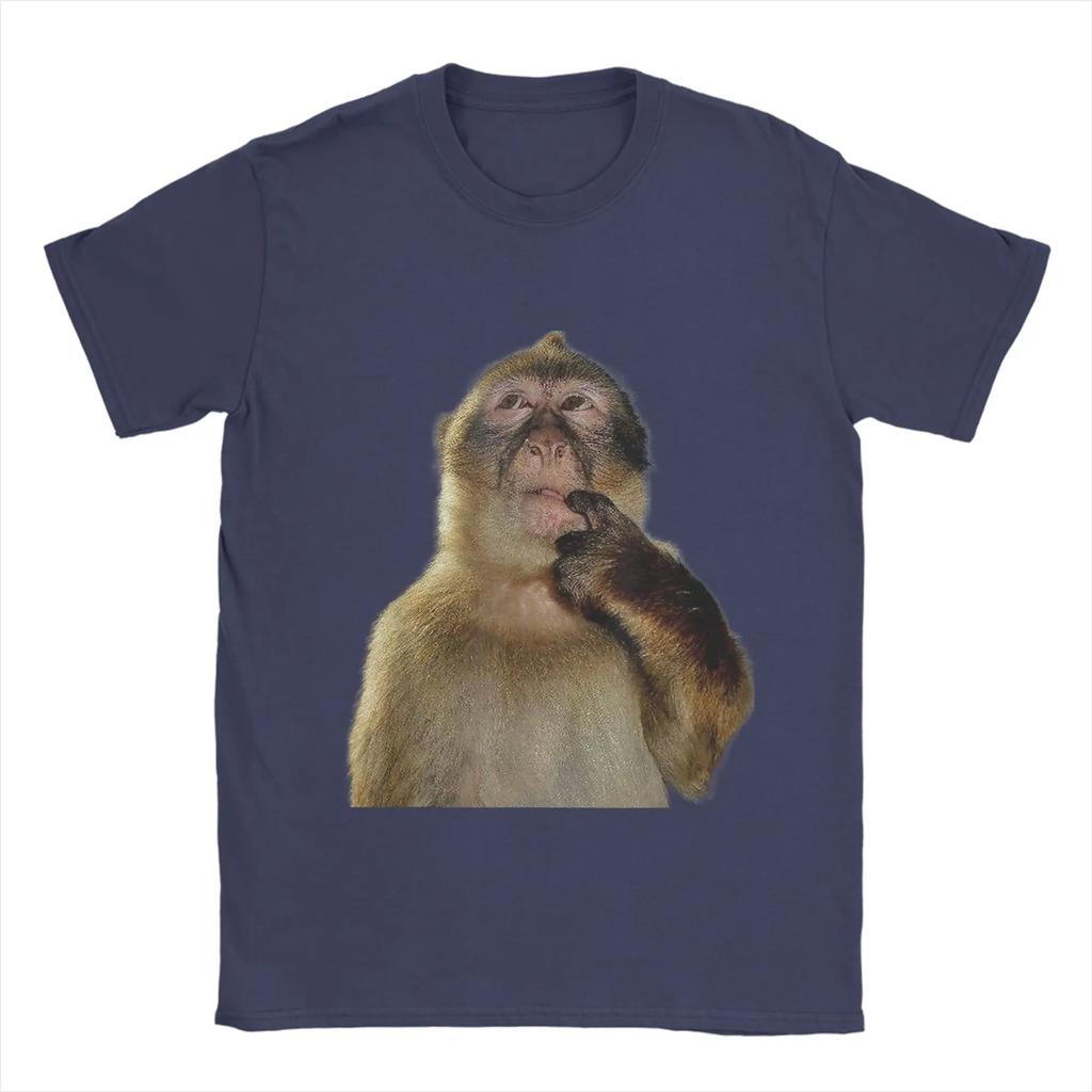 Vtipné Meme Opice Přemýšlející Grafické Tričko Realistické Zvířecí Meme Ležérní Bílé Bavlněné Unisex Trička