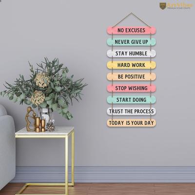 Pendurador de Parede Decorativo de MDF de Madeira com Citações Motivacionais Impressas | Cenário | Presentes | Decoração com Citações | Pinturas | Arte de Parede para Hall