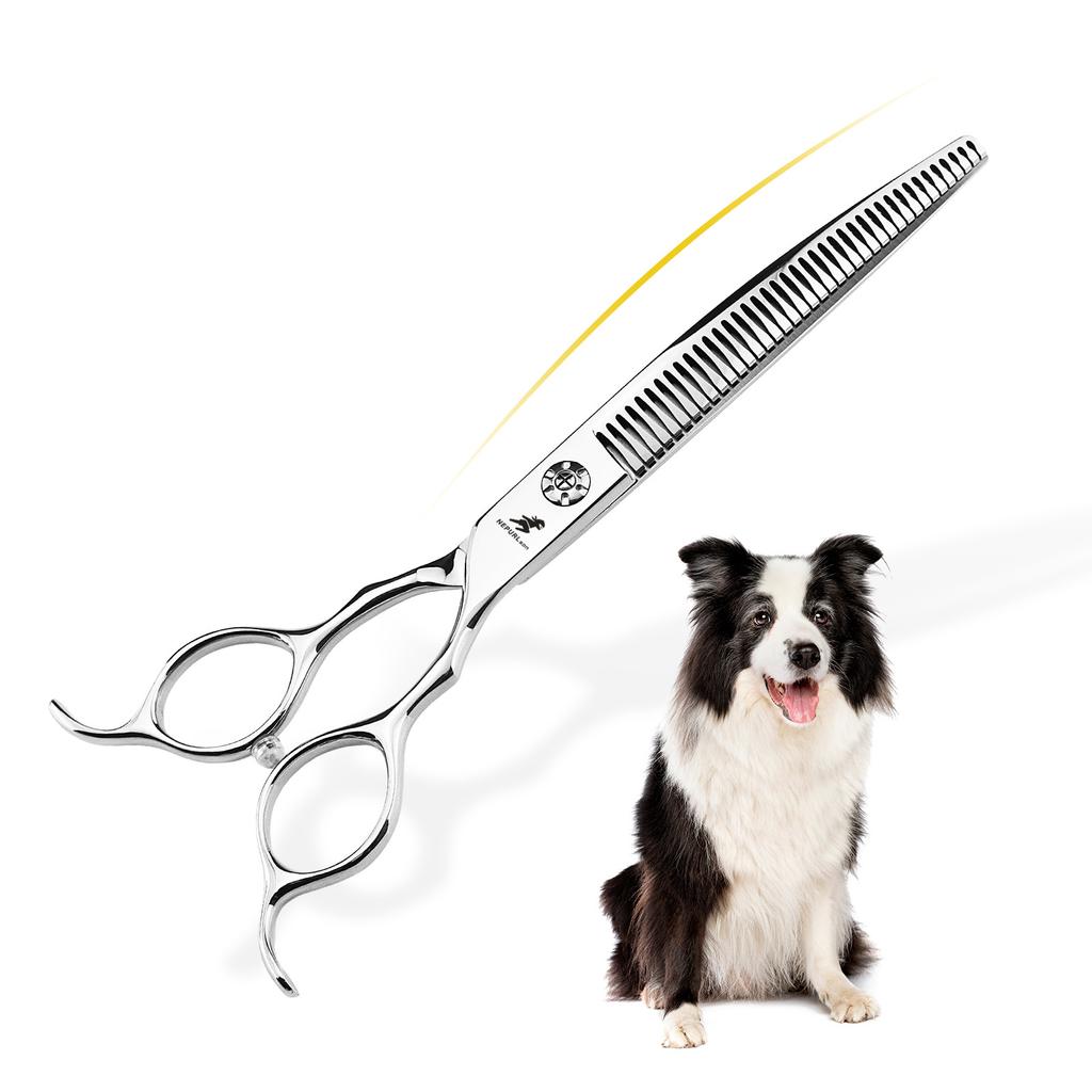 7.5-Inch Curved Magic Tooth Scissors, Pet Trimming Scissors, Thin Scissors, Professional-Grade Pet Division Special