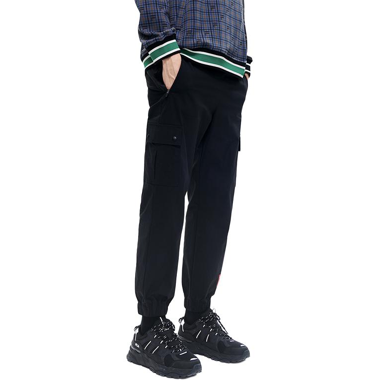 FILA X MIHARA YASUHIRO MIHARA YASUHIRO Collaboration Collection Knitted Sweatpants Men's Jet Black Moderate Cuffed Pants F11M213805F-BK