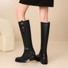 Krazing Pot Cow Split Skin Round Toe Med Heels Knight Boots Size 46 Size 45 Zip Plus Size Women Sewing Thigh High Boots