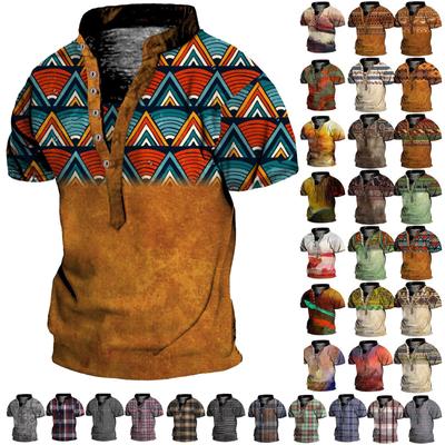 European And American Men's Vintage Top Digital Printing Short Sleeve Tops