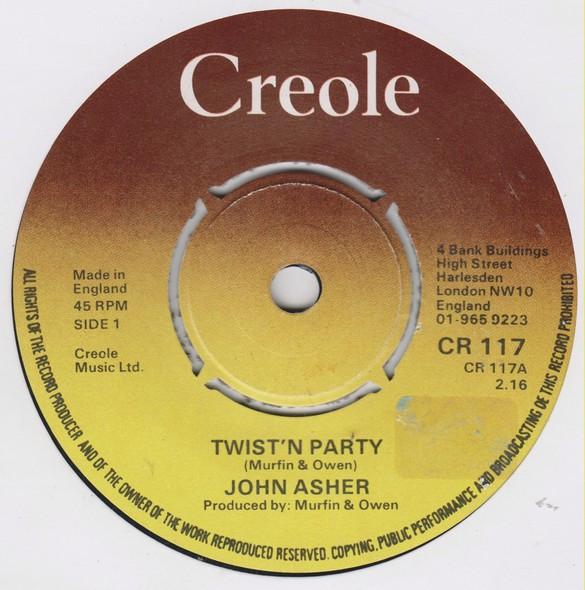 

7inch Record JOHN ASHER - Twist n Party CR117 Creole Records 1976 UK Rock Used