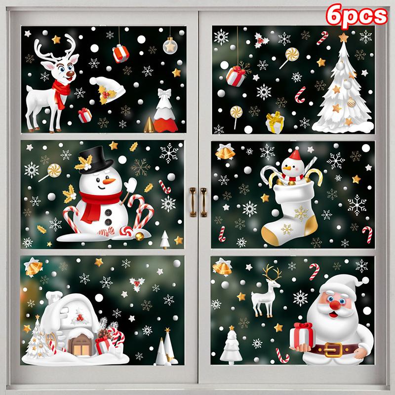 Christmas Candy Snow House Static Sticker, Christmas Glass Window Stickers, Christmas Window Stickers Decoration