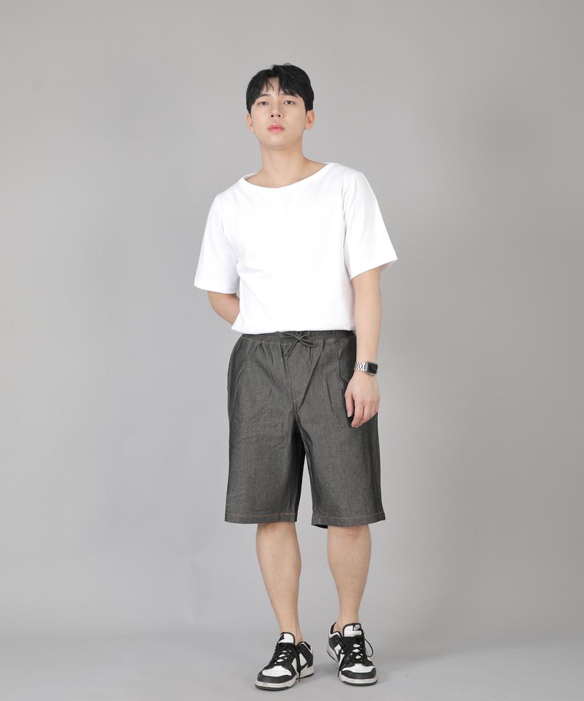 Seinteukeulu Pintuck Shorts Eps-350 Gray Black Denim