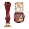Christmas Themed Seal Stamp Head with Wood Handle for Seal Envelope Christmas Card Invitation Scrapbooking Embellishment