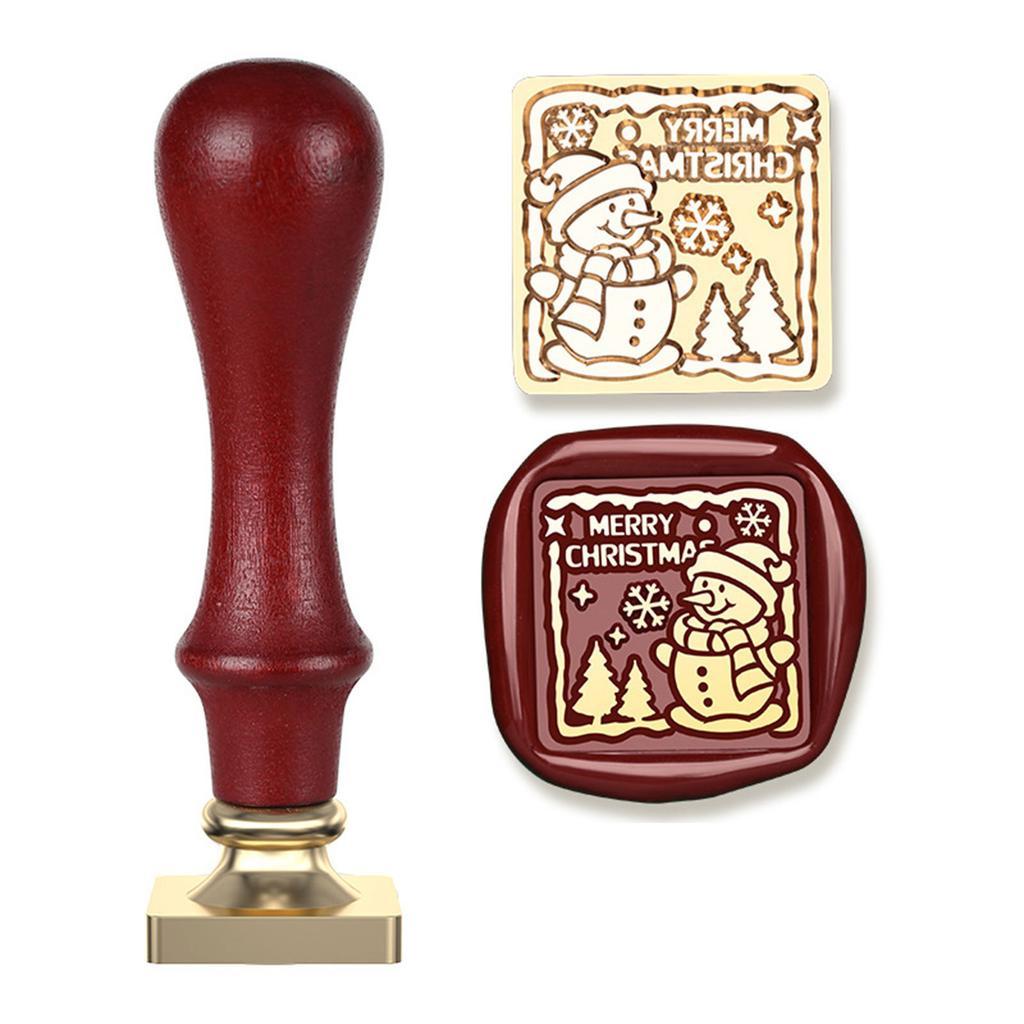 Christmas Themed Seal Stamp Head with Wood Handle for Seal Envelope Christmas Card Invitation Scrapbooking Embellishment
